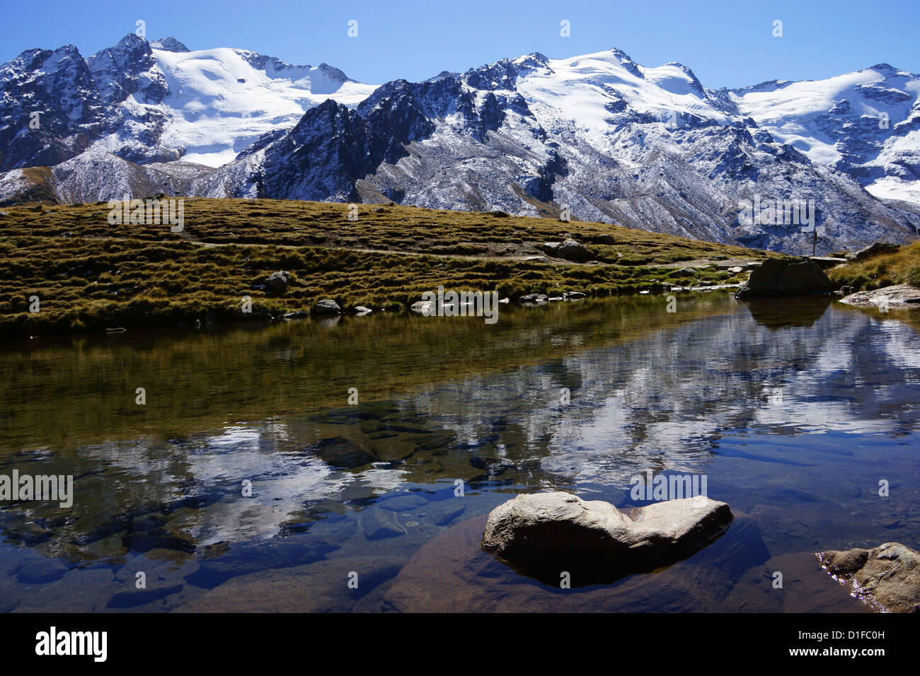 Trail zu Weisskogel Berghütte, Oetzaler Gebirge, Alto Adige, Italien Stockfoto