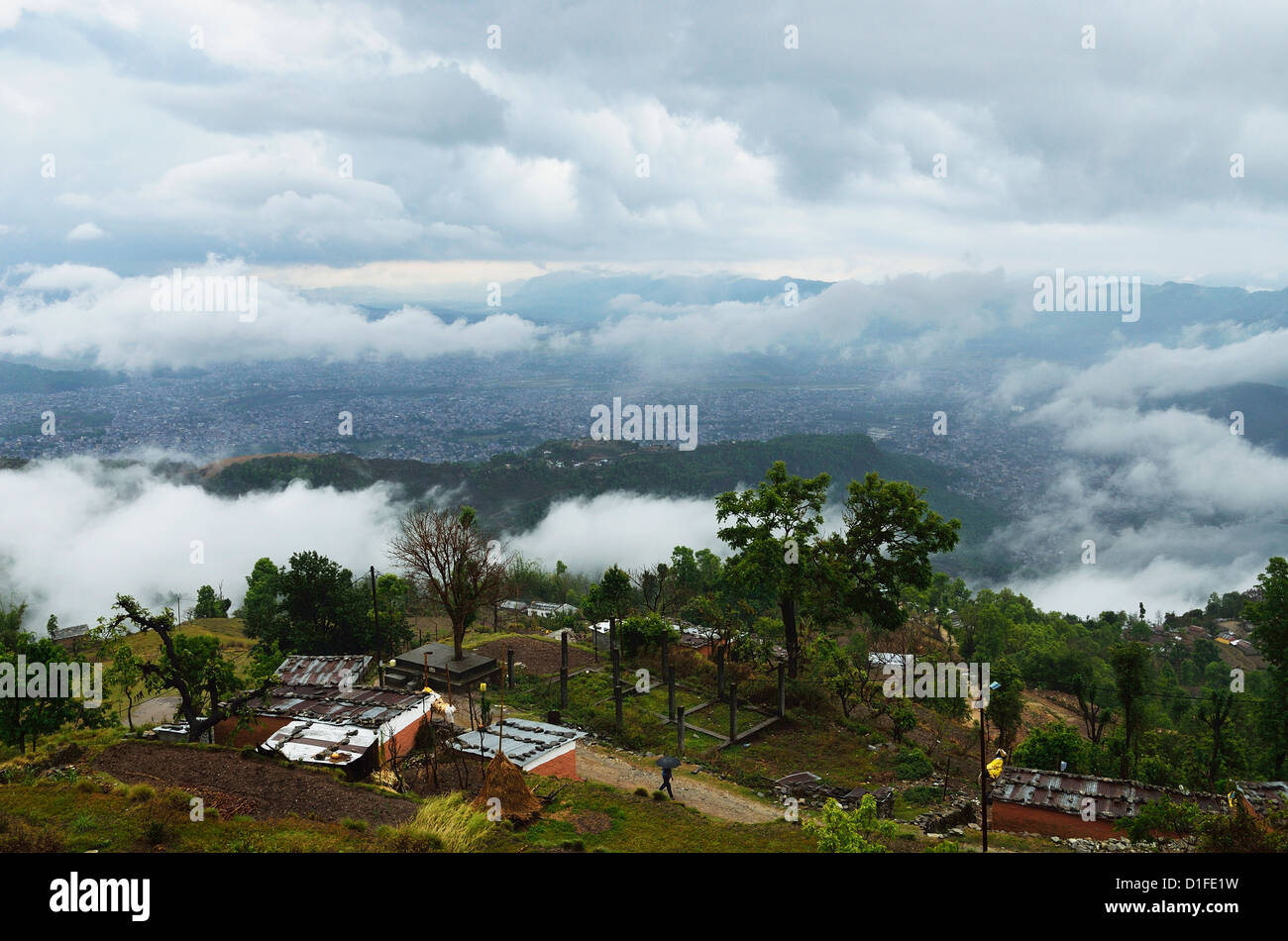 Landschaft in der Nähe von Sarangkot, Gandaki Zone, Western Region, Nepal, Asien Stockfoto