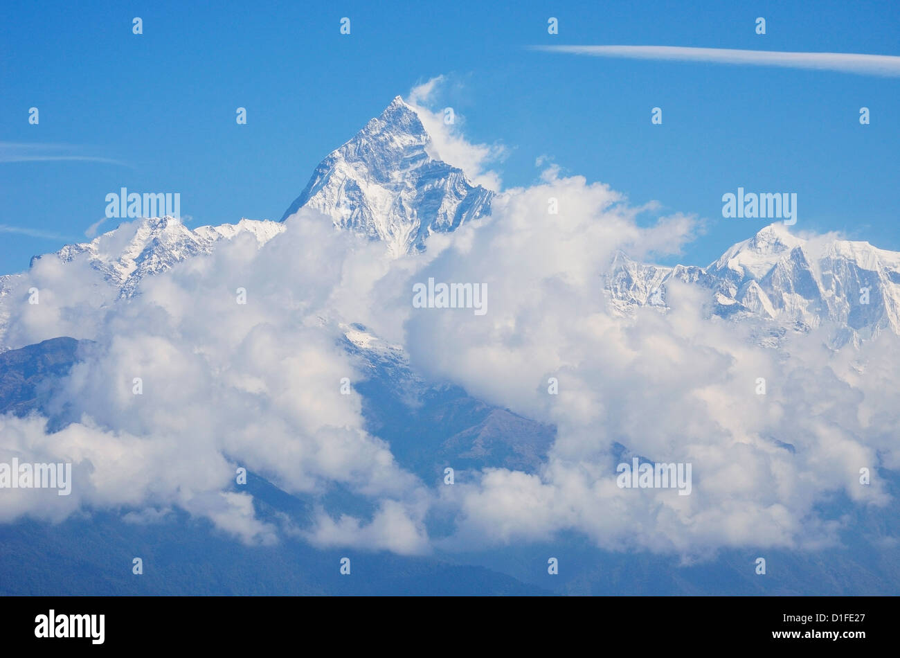 Machapuchare gesehen von Sarangkot, Gandaki Zone, Western Region, Nepal, Himalaya, Asien Stockfoto
