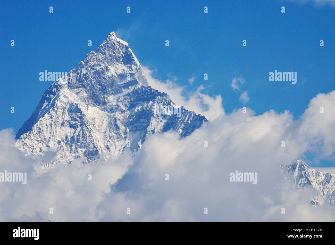 Machapuchare gesehen von Sarangkot, Gandaki Zone, Western Region, Nepal, Himalaya, Asien Stockfoto