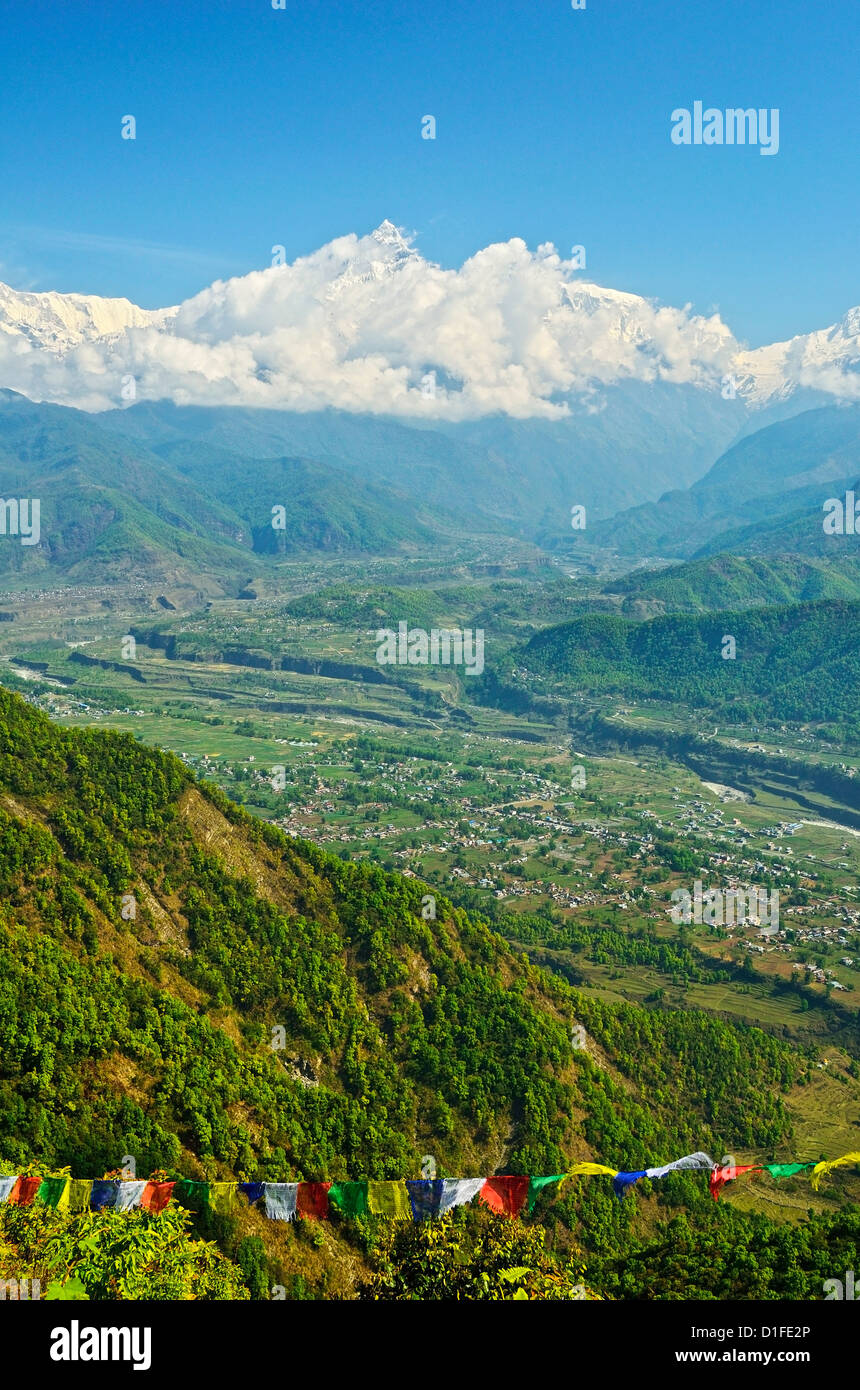 Annapurna Himal und Machapuchare gesehen von Sarangkot, Gandaki Zone, Western Region, Nepal, Himalaya, Asien Stockfoto