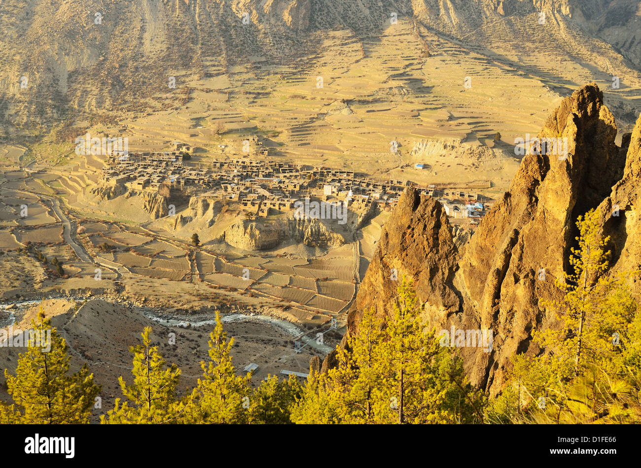 Manag Dorf, Marsyangdi River Valley, Annapurna Conservation Area, Gandaki, Westregion (Pashchimanchal), Nepal, Asien Stockfoto