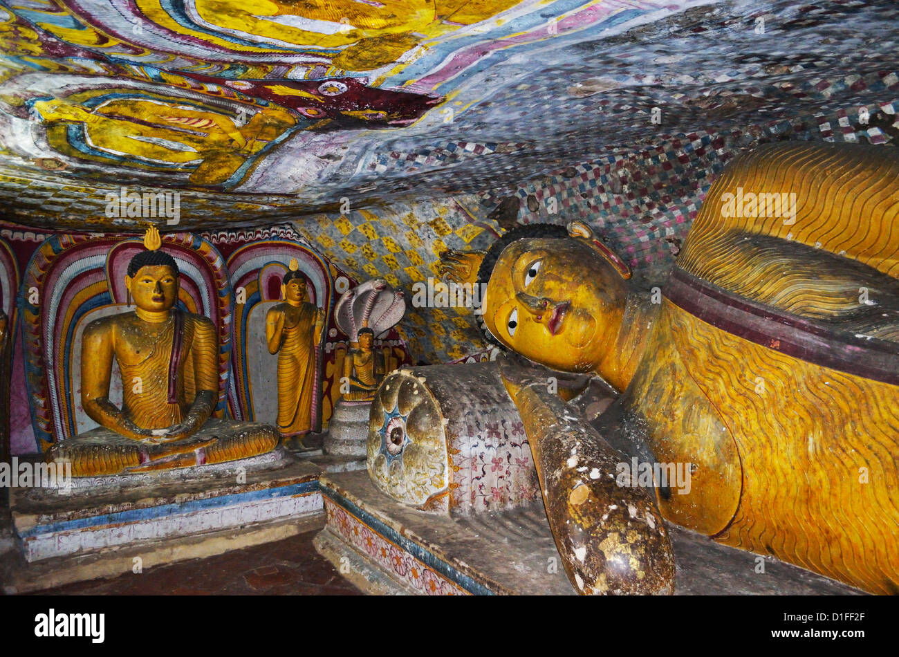 Buddha-Statuen, Dambulla Höhle Tempel, UNESCO-Weltkulturerbe, Dambulla, Sri Lanka, Asien Stockfoto