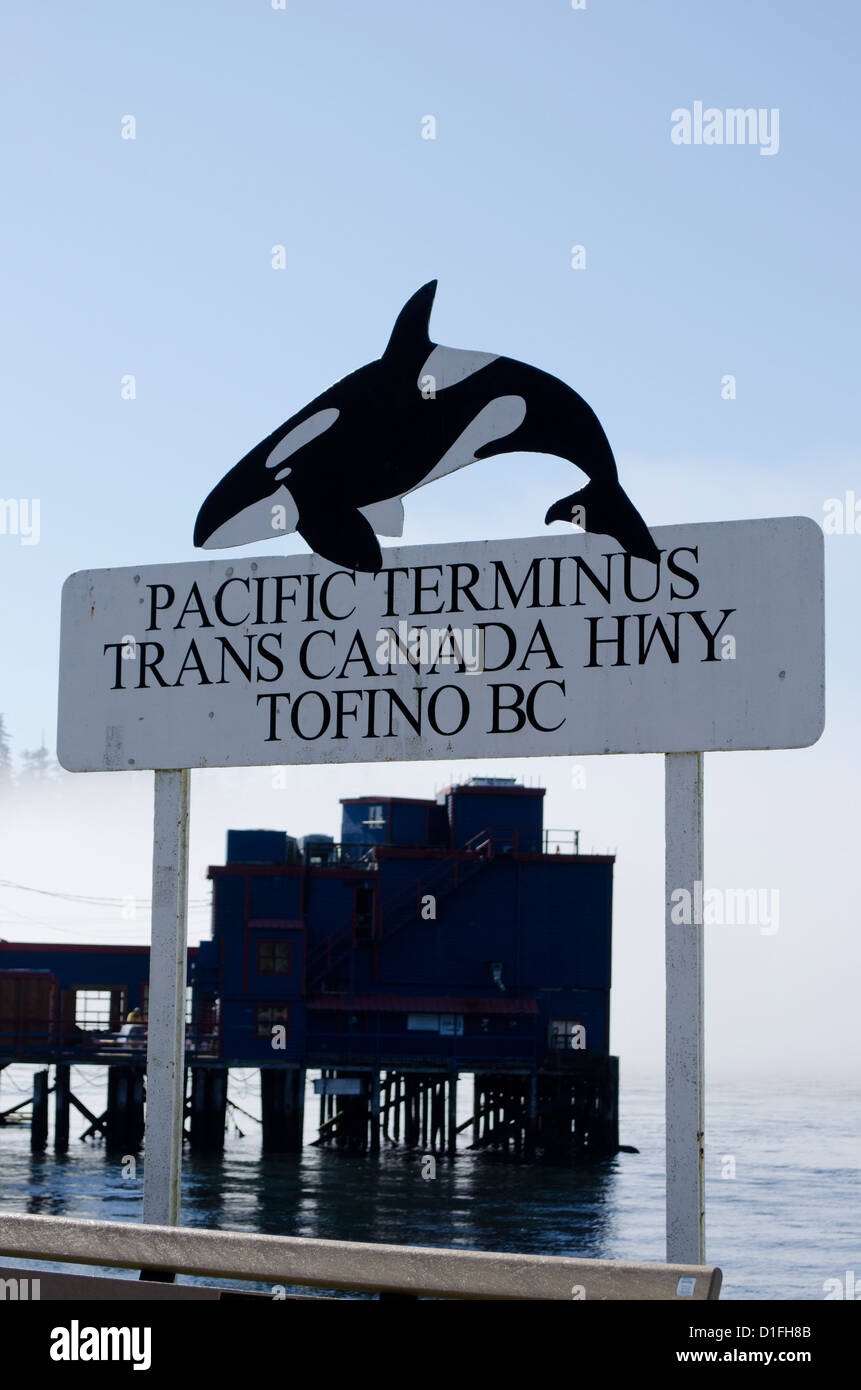 Westlichen Ende des Trans Canada Highway Tofino BC Stockfoto