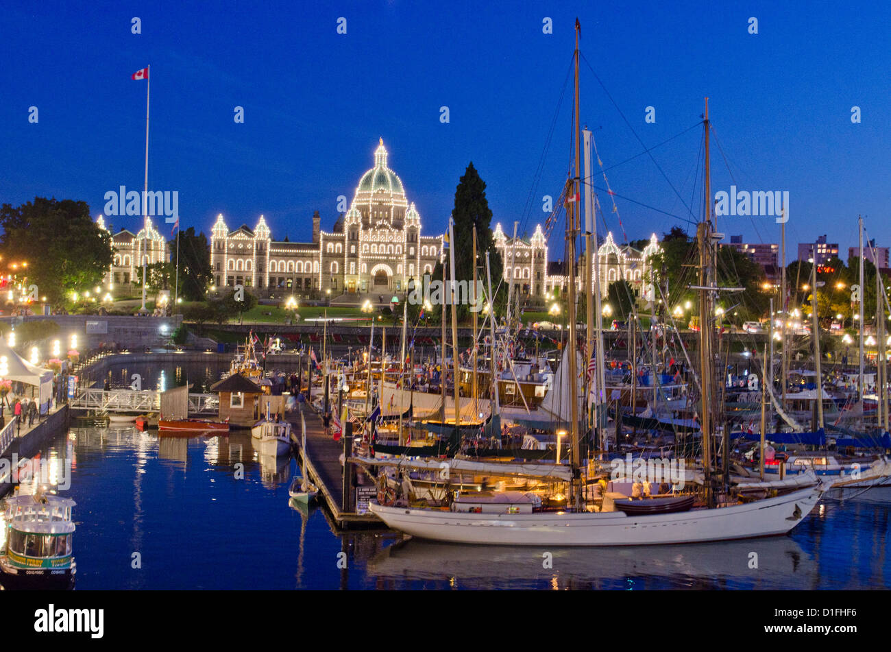 Sommer Abend Victoria Harbour auf Vancouver Island BC Stockfoto