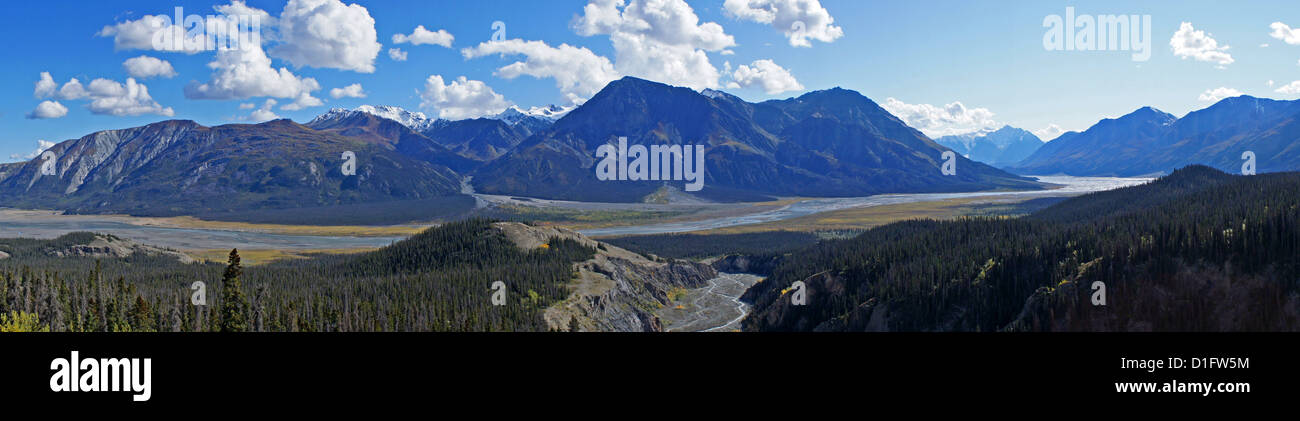Slims River Panorama, Kluane National Park, Yukon Terr. Kanada Stockfoto