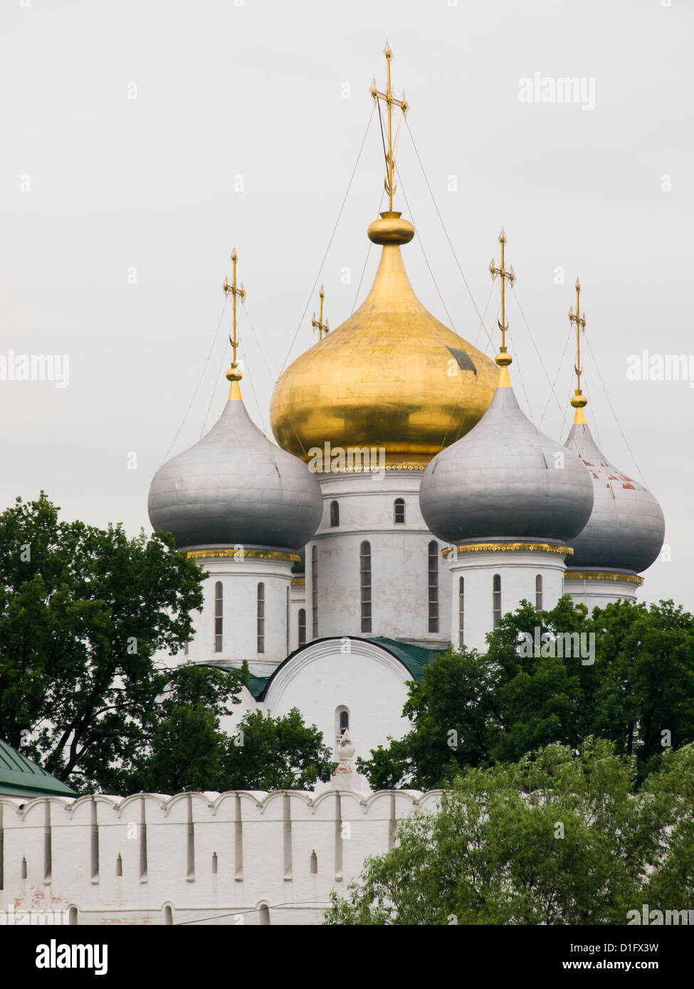 Nowodewitschi-Kloster, Moskau. Kuppeln der Kathedrale der Jungfrau von Smolensk Stockfoto