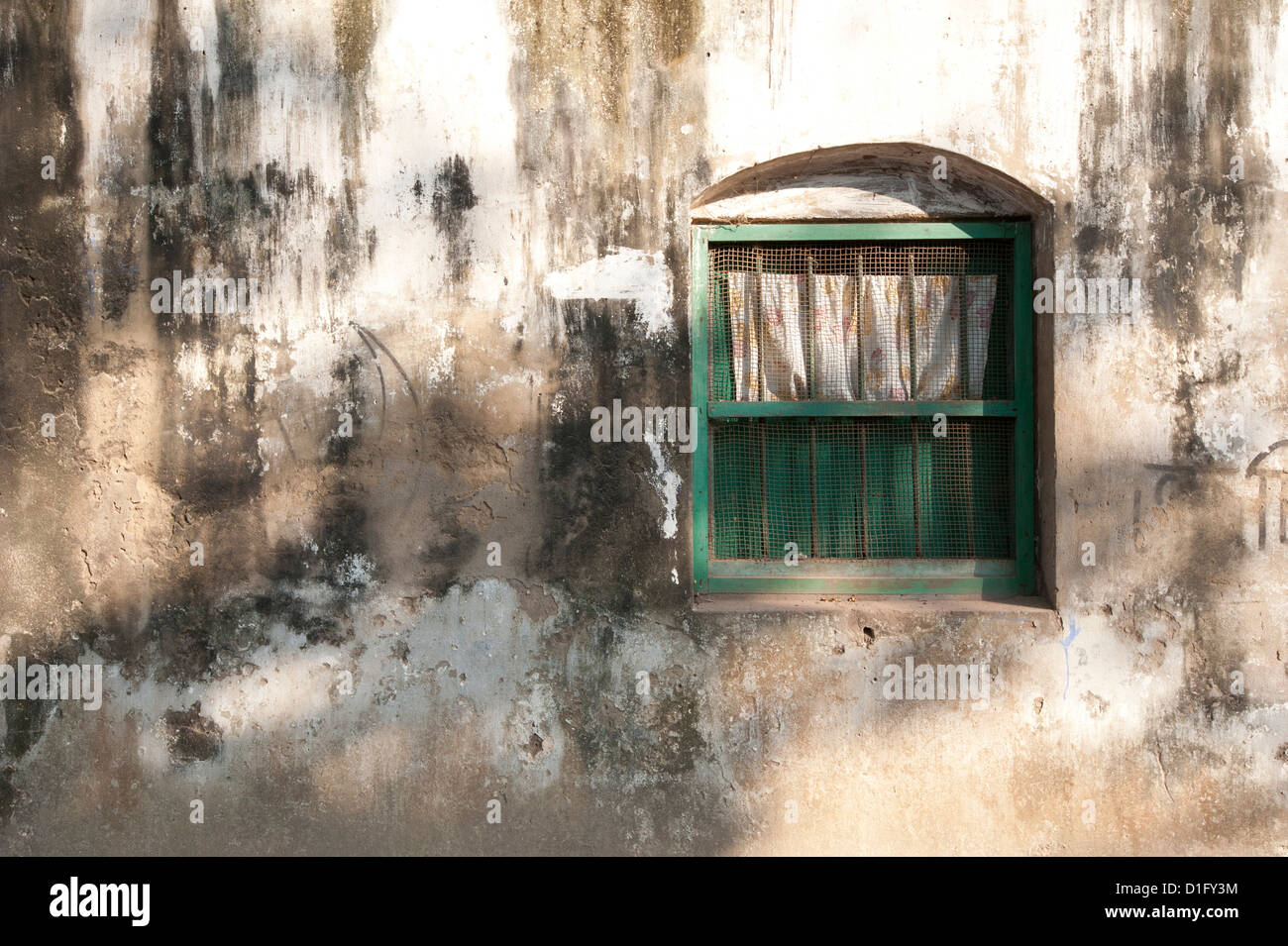 Gefleckte Sonnenlicht auf College Gebäude Wand und Fenster, Serampore, West Bengalen, Indien, Asien Stockfoto