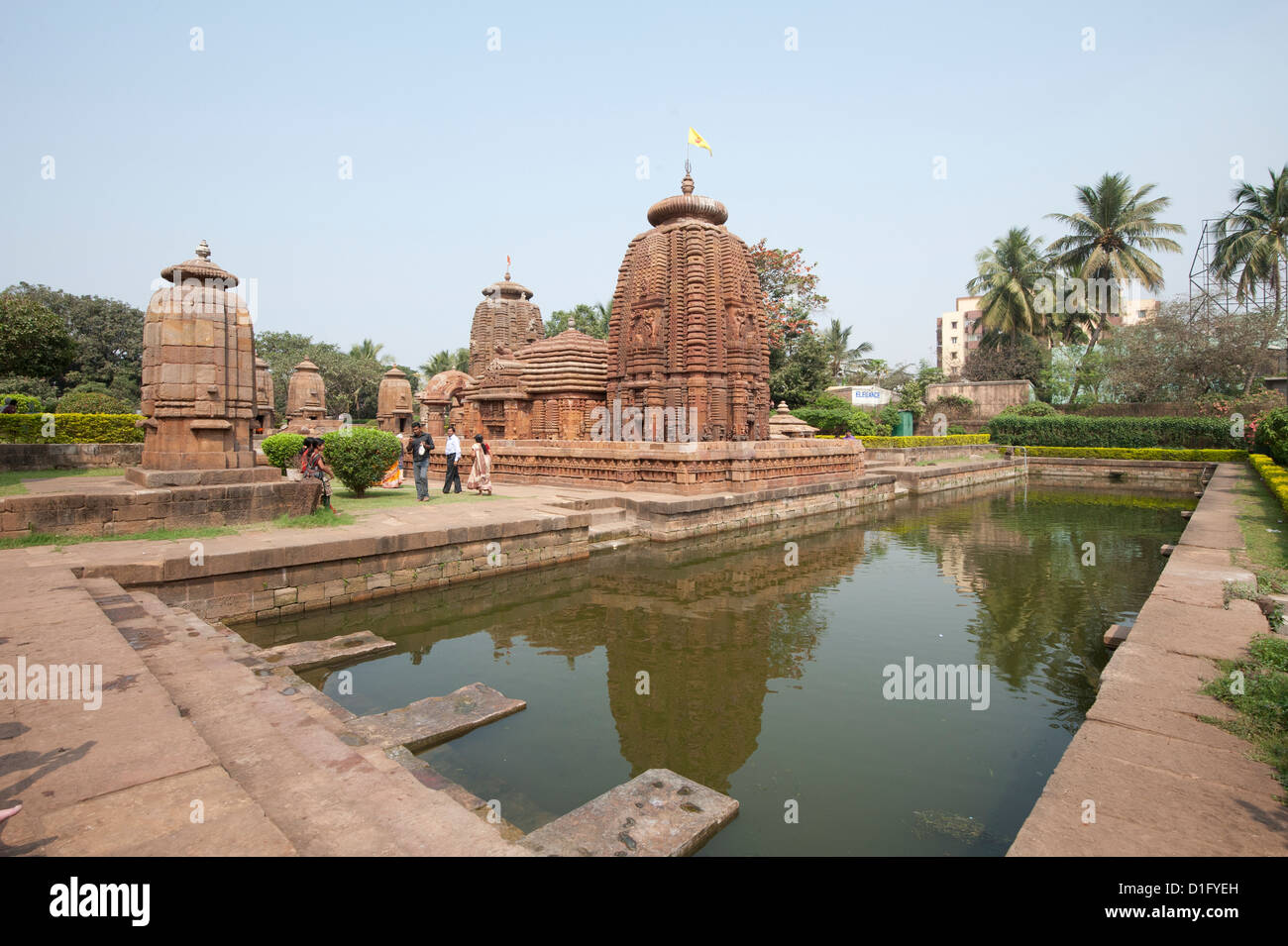Tank aus dem 10. Jahrhundert Muktesvara Tempel Komplex, frühe Beispiel Nagara Architektur, Bhubaneshwar, Orissa, Indien Stockfoto