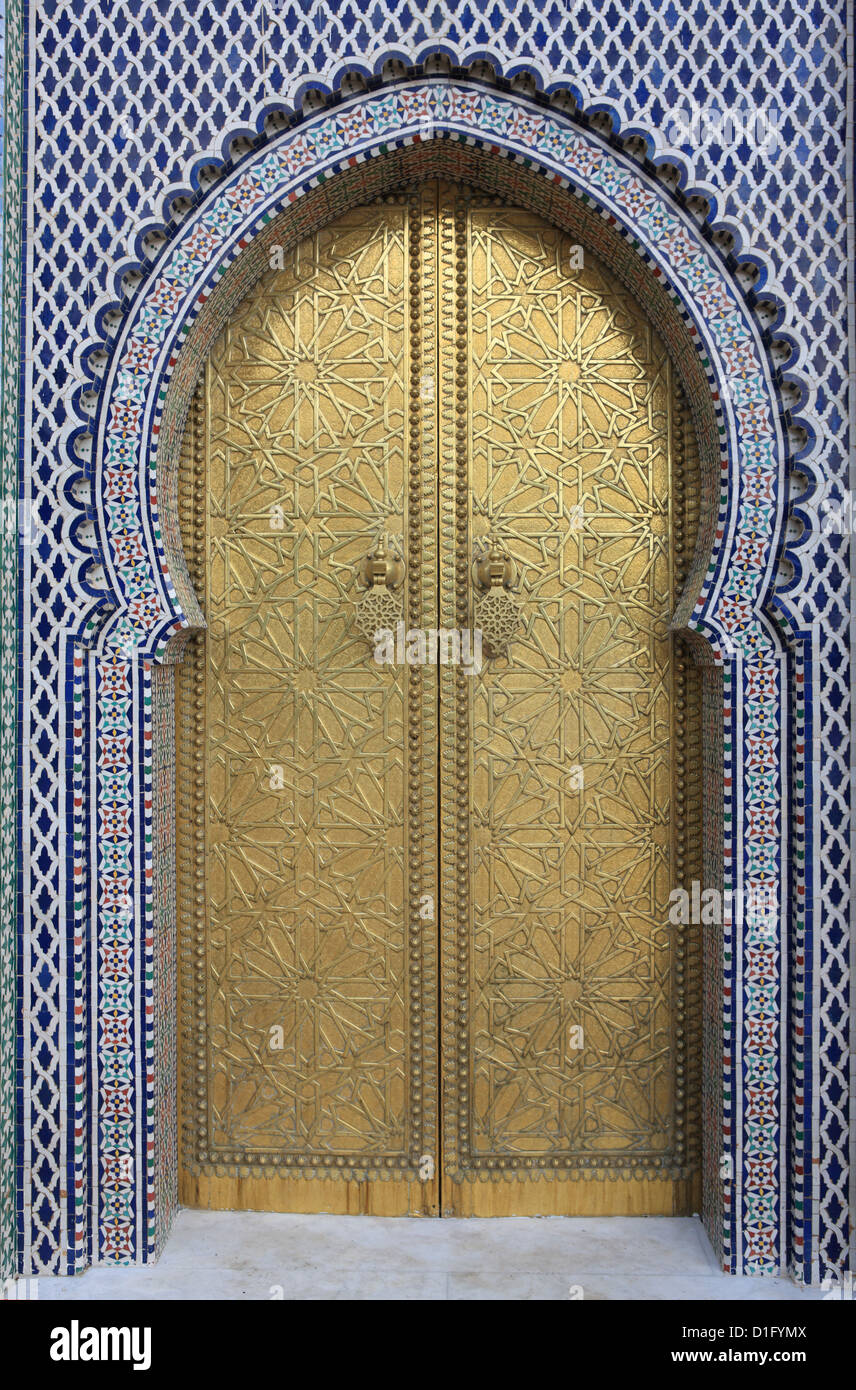 Tür, Königspalast Gates, Fez, Marokko, Nordafrika, Afrika Stockfoto