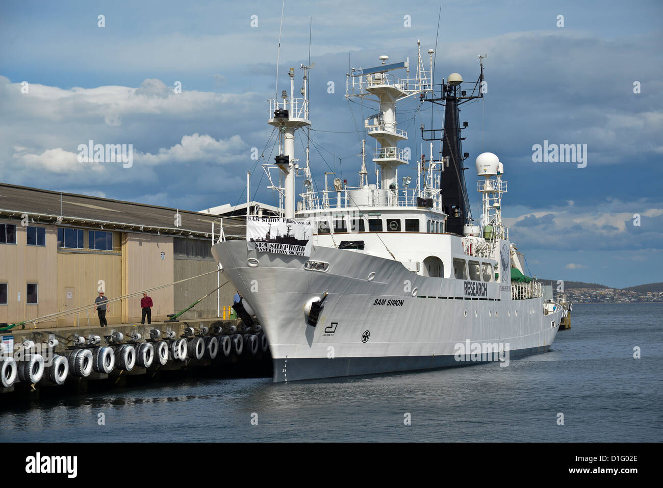 Sea Shepherd anti Walfangschiff Sam Simon in Hobart Tasmanien Stockfoto
