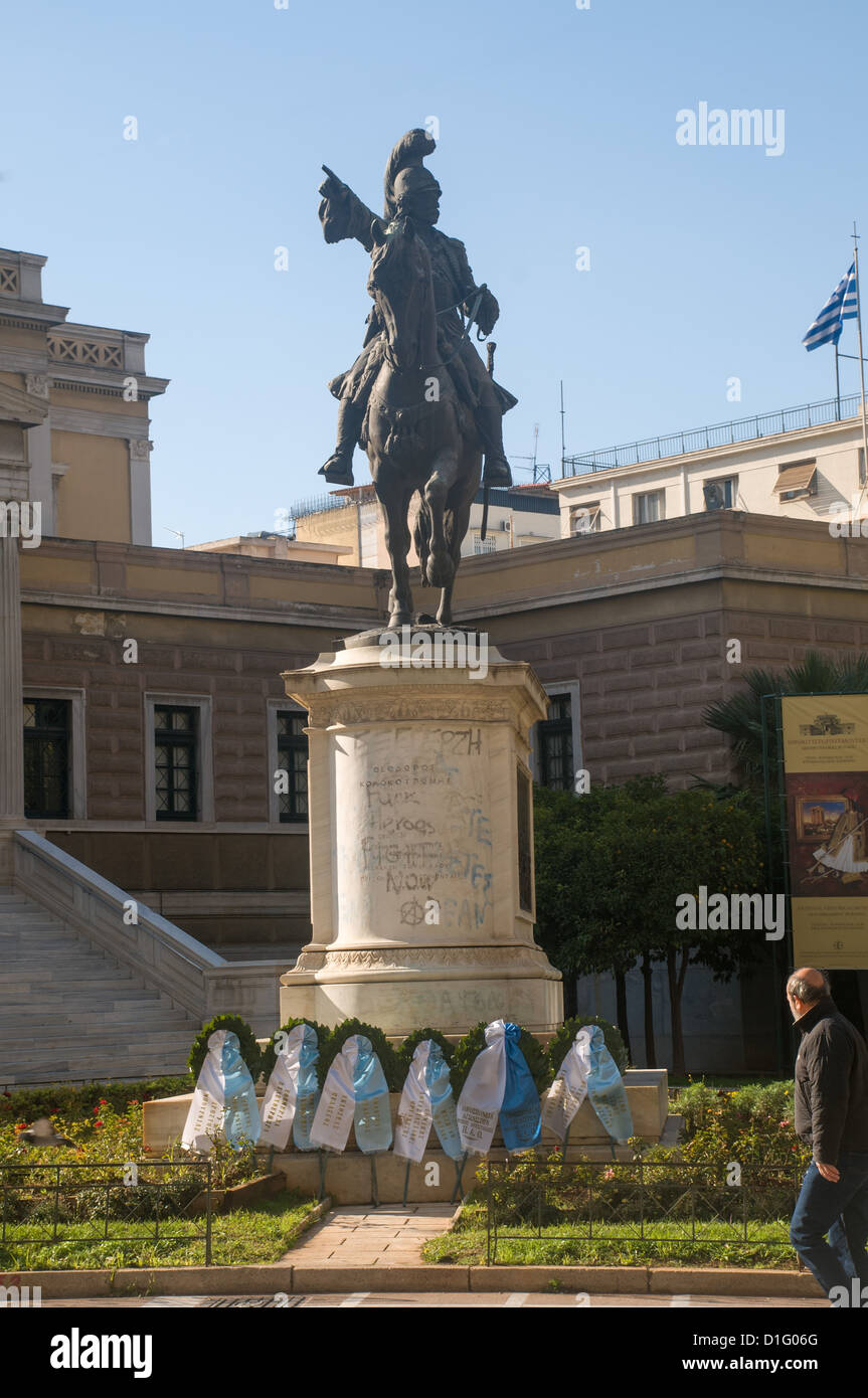 Statue von Theodoros Kolokotronis vor der National Historical Museum, Kolokotroni Square, Athen, Griechenland Stockfoto