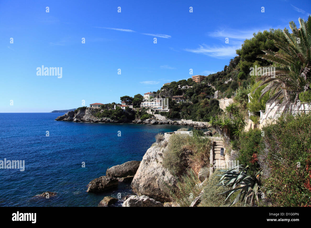 Cap d ' Ail, Provence, Cote d ' Azur, Côte d ' Azur, Mittelmeer, Frankreich, Europa Stockfoto