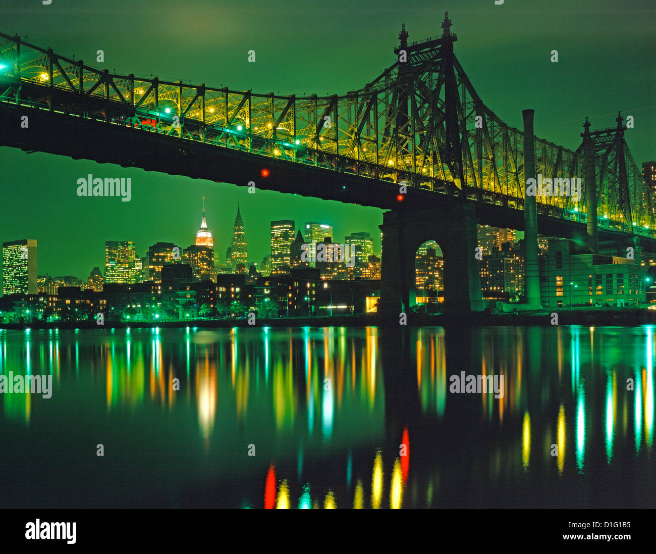 59th Street Bridge New York City bei Nacht Queensboro Stockfoto