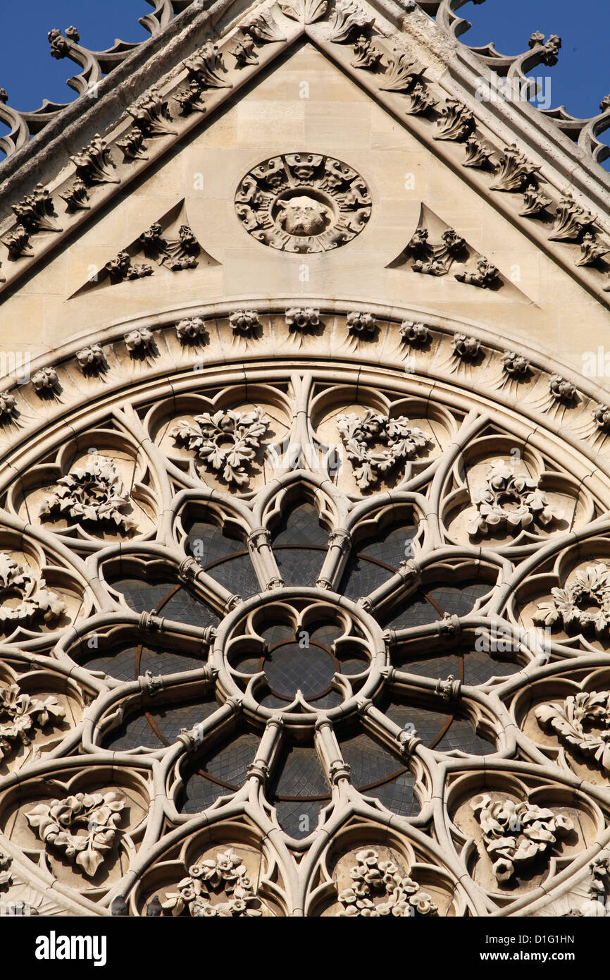 Rosette auf Süd Fassade, die Kathedrale Notre Dame, Paris, Frankreich, Europa Stockfoto