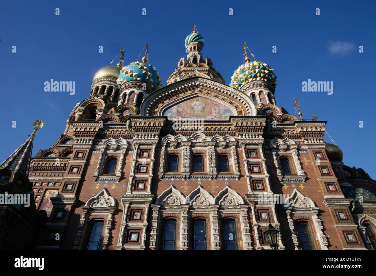Kirche des Retters auf Blut (Auferstehungskirche), UNESCO-Weltkulturerbe, St. Petersburg, Russland, Europa Stockfoto