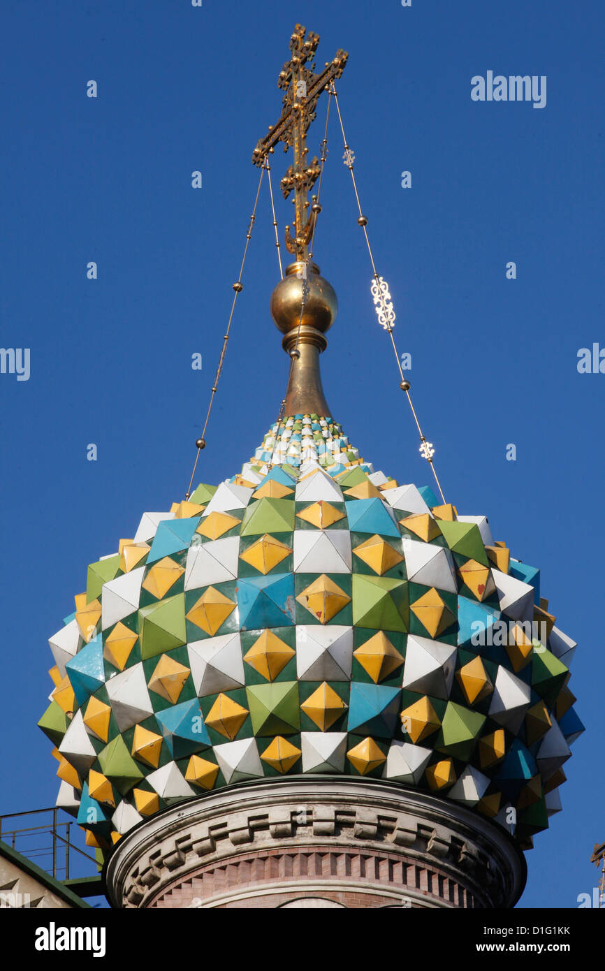 Zwiebelturm, Kirche des Erlösers auf Auferstehungskirche (Auferstehungskirche), St. Petersburg, Russland, Europa Stockfoto