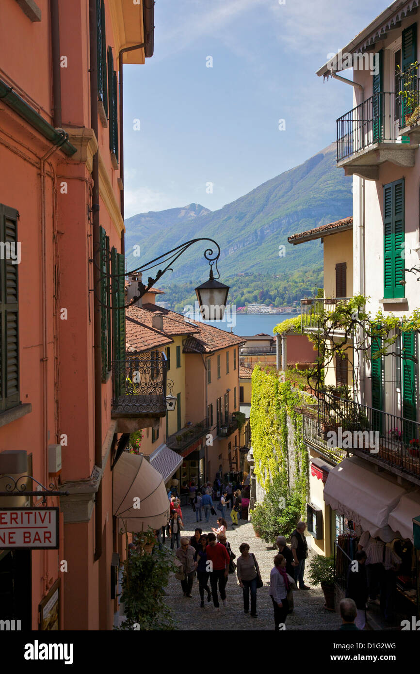 Gassen von Bellagio, Comer See, Lombardei, italienische Seen, Italien, Europa Stockfoto