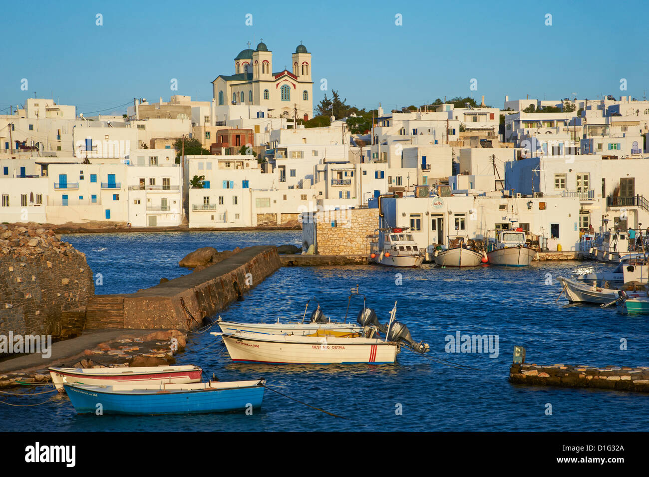 Hafen, Naoussa, Paros, Cyclades, Aegean, griechische Inseln, Griechenland, Europa Stockfoto