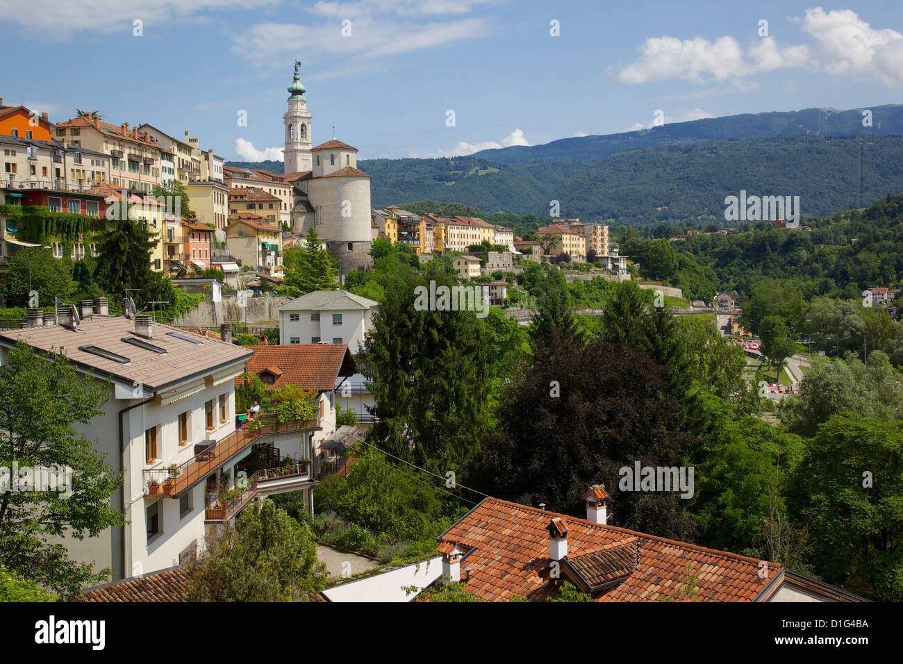 Blick auf Stadt und Dom von San Martino, Belluno, Provinz Belluno, Region Venetien, Italien, Europa Stockfoto