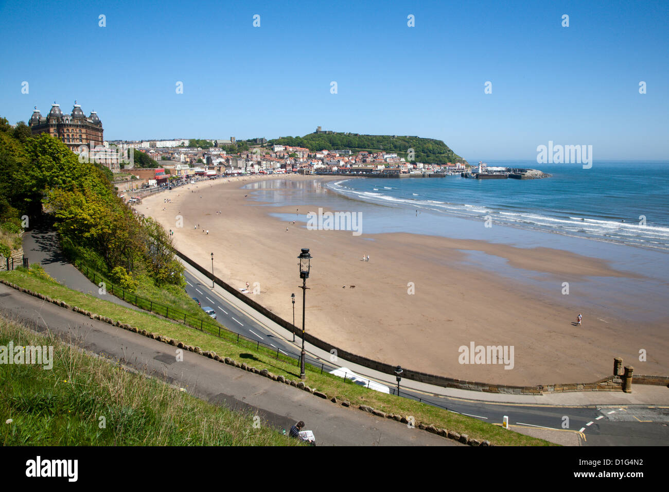 South Sands von der Klippe, Scarborough, North Yorkshire, Yorkshire, England, Vereinigtes Königreich, Europa Stockfoto