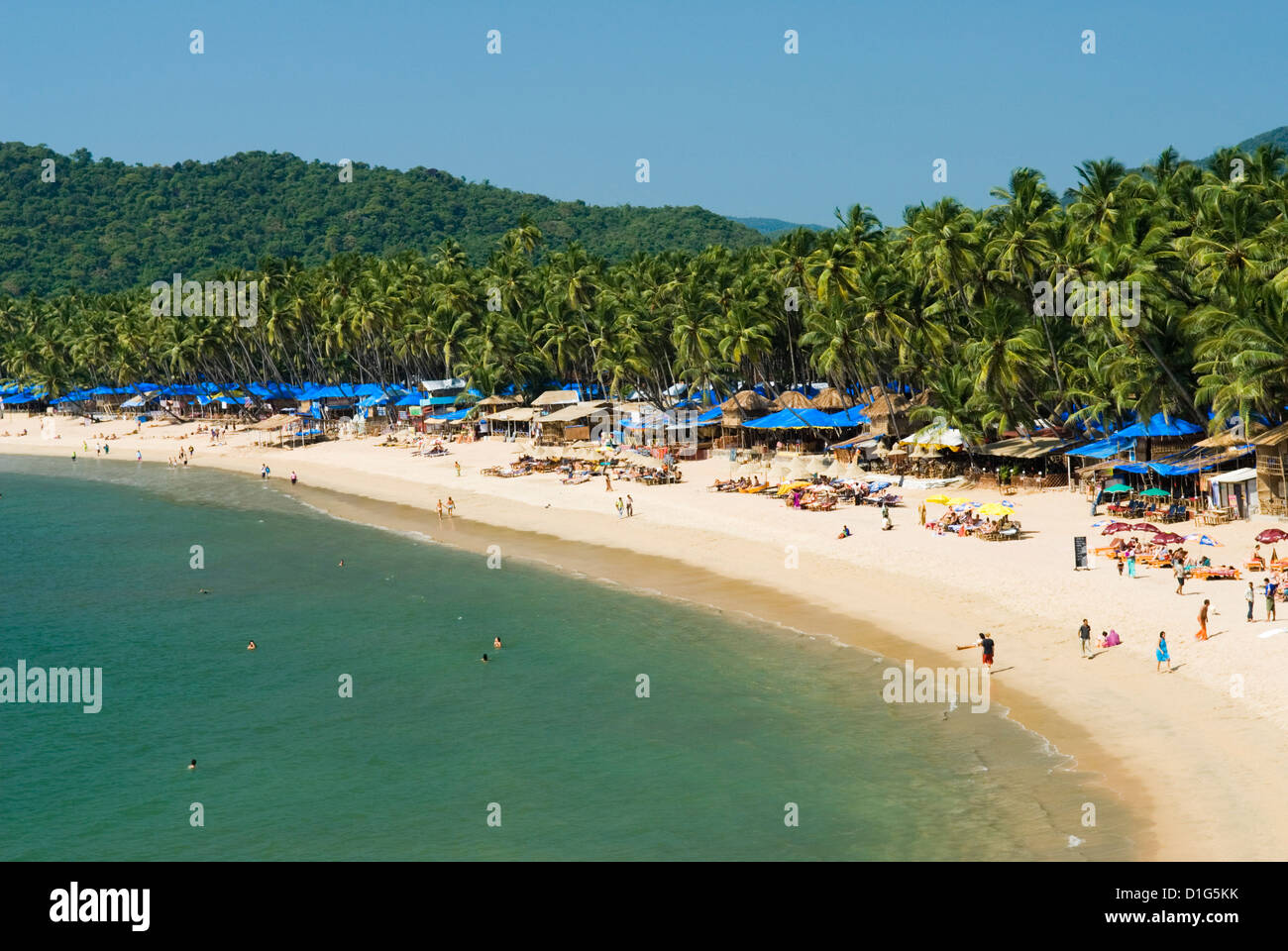 Blick über Palolem Beach, Palolem, Goa, Indien, Asien Stockfoto