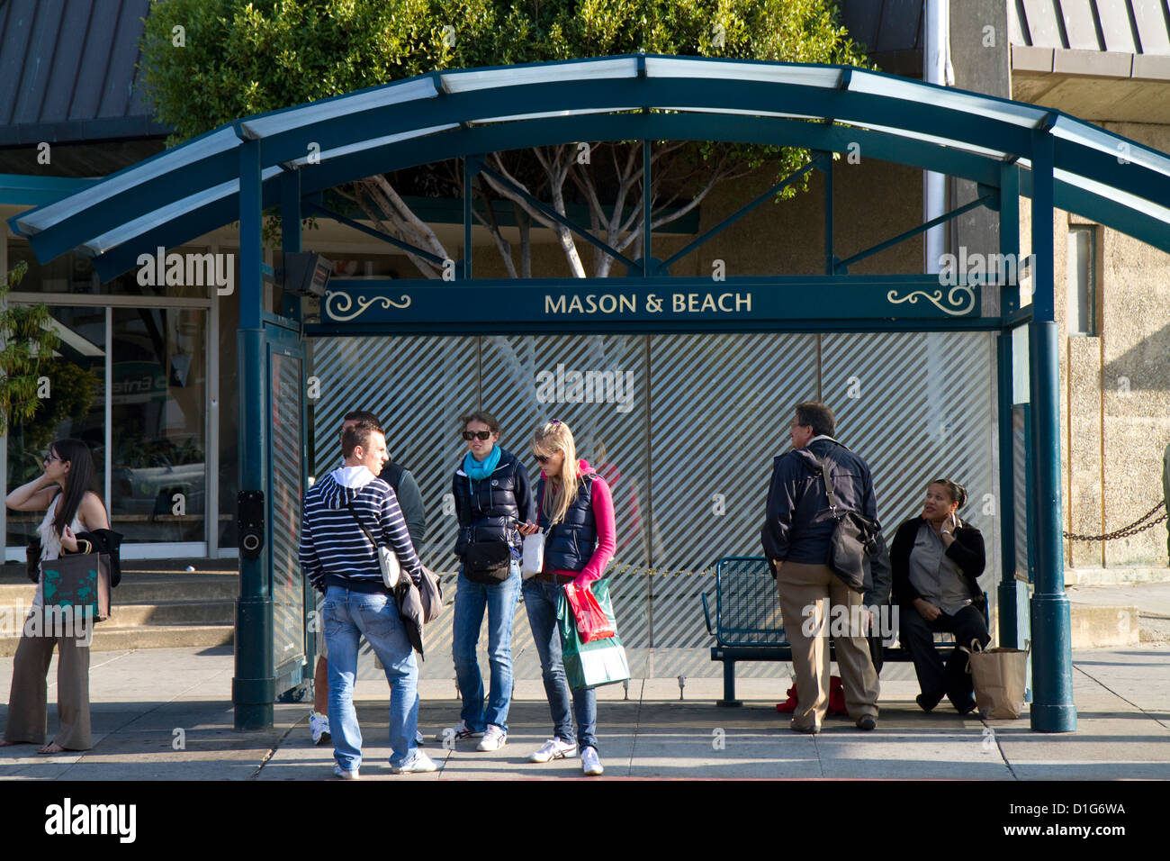 Mason und Strand Stadtbahn-Station in San Francisco, Kalifornien, USA. Stockfoto