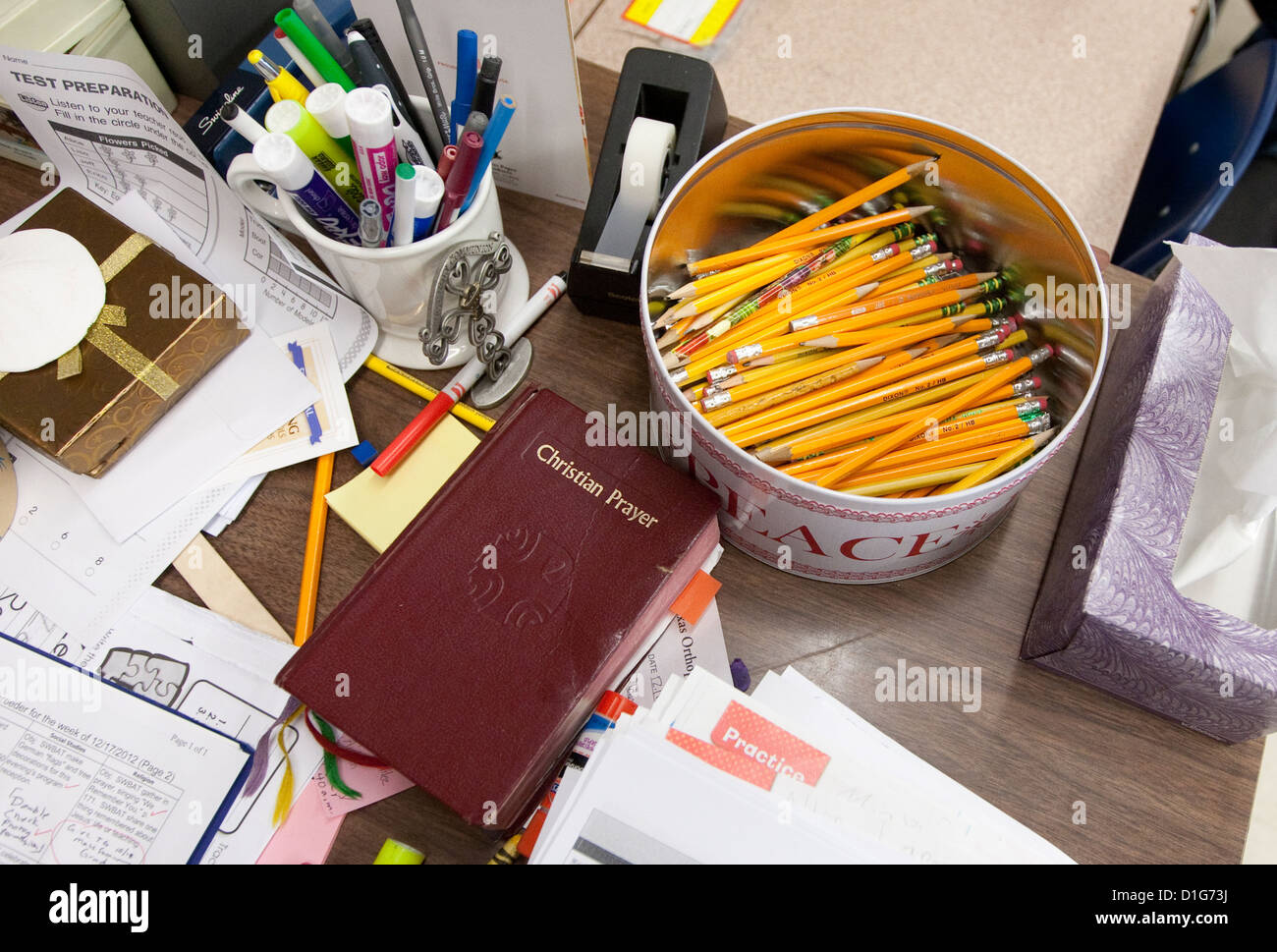 Zweite Klasse Unterricht an katholischen Privatschule in Austin, Texas Stockfoto