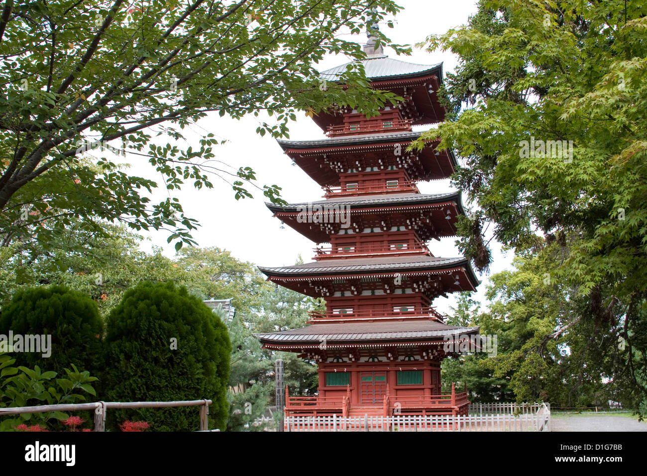 Blick auf die fünf Stockwerke Pagode im Saisho-in Tempel in Hirosaki, Japan. Stockfoto