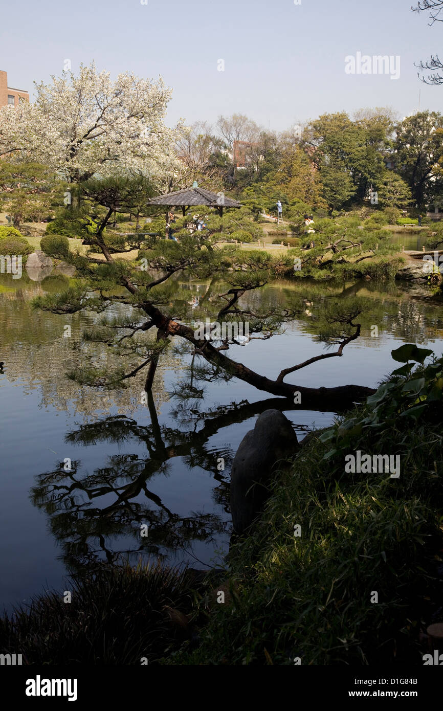 Die Japaner Spaziergang Garten Kiyosumi Garten befindet sich in Fukagawa, Tokio, Japan. Stockfoto