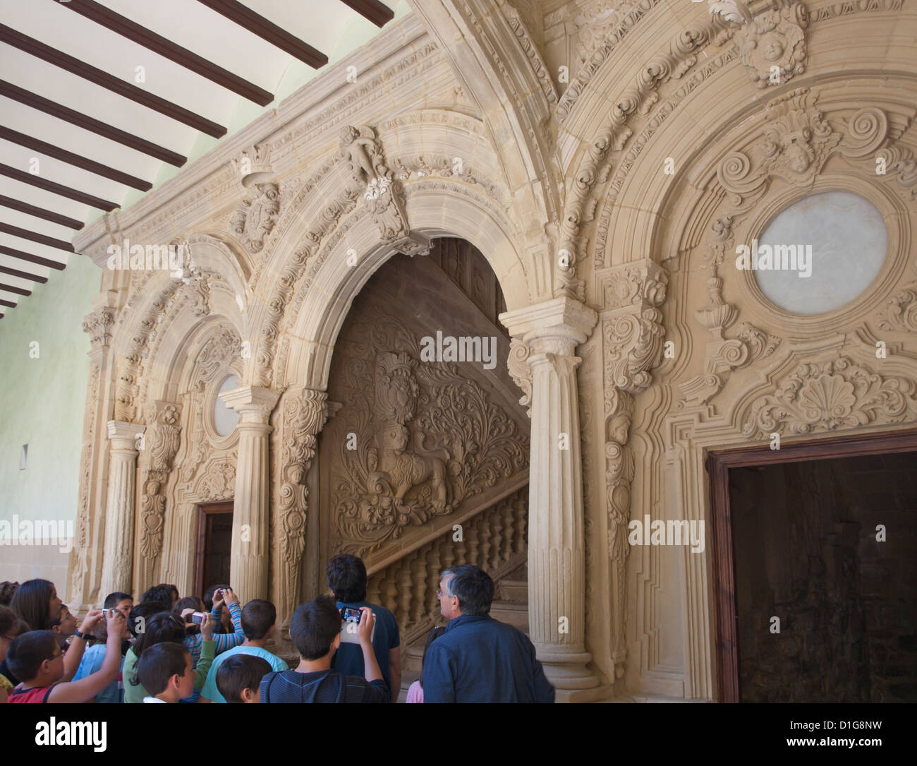 Palacio de Jabalquinto in die World Heritage Site Baeza, Andalusien Spanien, Renaissance-Architektur in seiner feinsten, Treppe Stockfoto