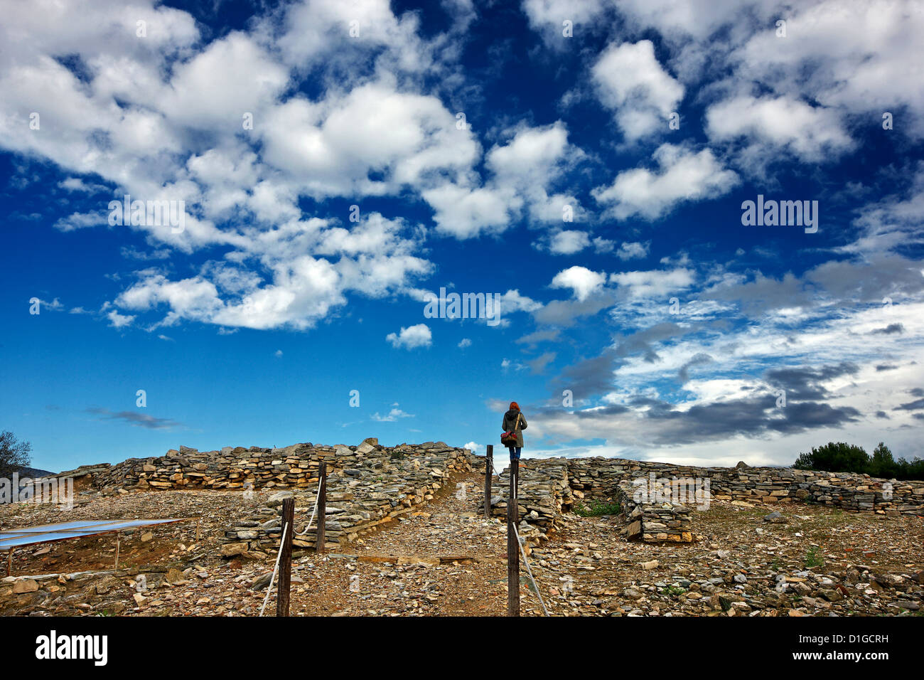Die archäologische Stätte des antiken Dimini (prähistorische, neolithische Siedlung), Magnesia, Thessalien, Griechenland Stockfoto