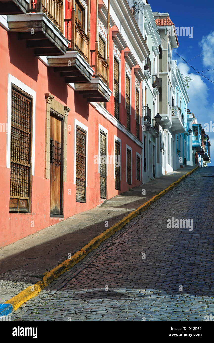 Spanischen kolonialen Gebäuden, Old San Juan, Puerto Rico Stockfoto