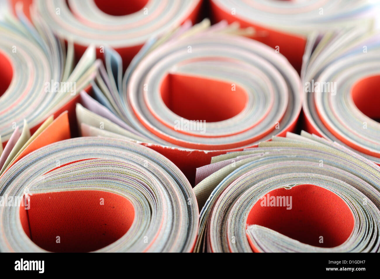 Gerollte Zeitschrift Hintergrund Stockfoto