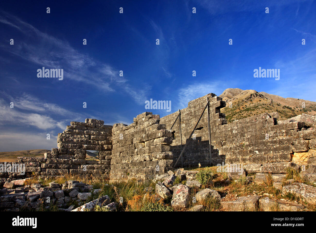 Die archäologische Stätte des antiken Orraon an den "Grenzen" der Arta & Preveza Präfekturen, Epirus, Griechenland. Stockfoto