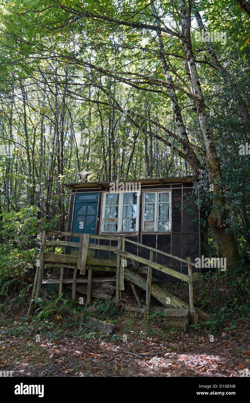 Rustikale Holzhütte im Wald Stockfotografie Alamy