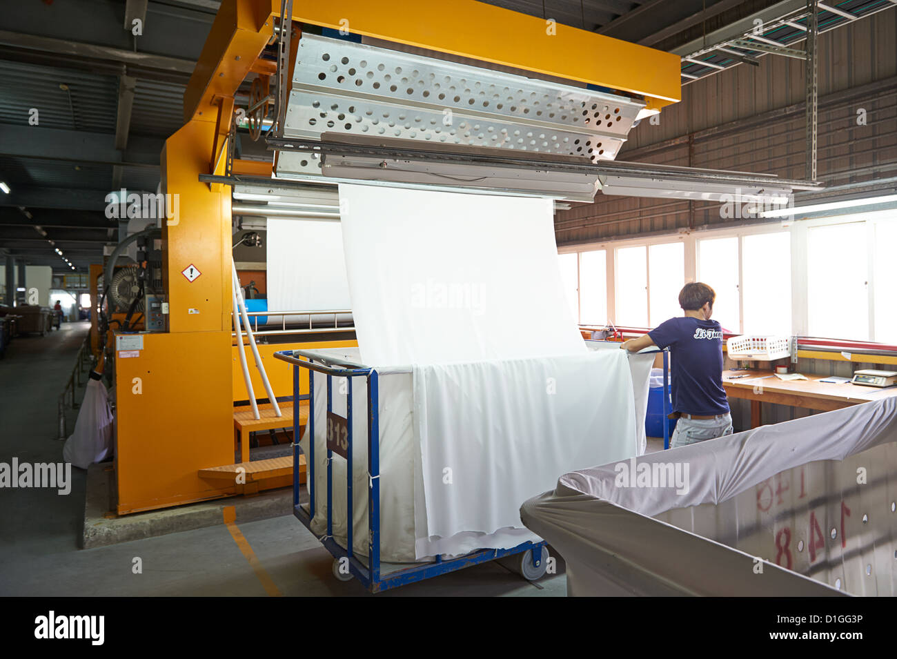 Eine Fabrik und Forschungslabor, wo Stoff erforscht, produziert und hergestellt ist Stockfoto