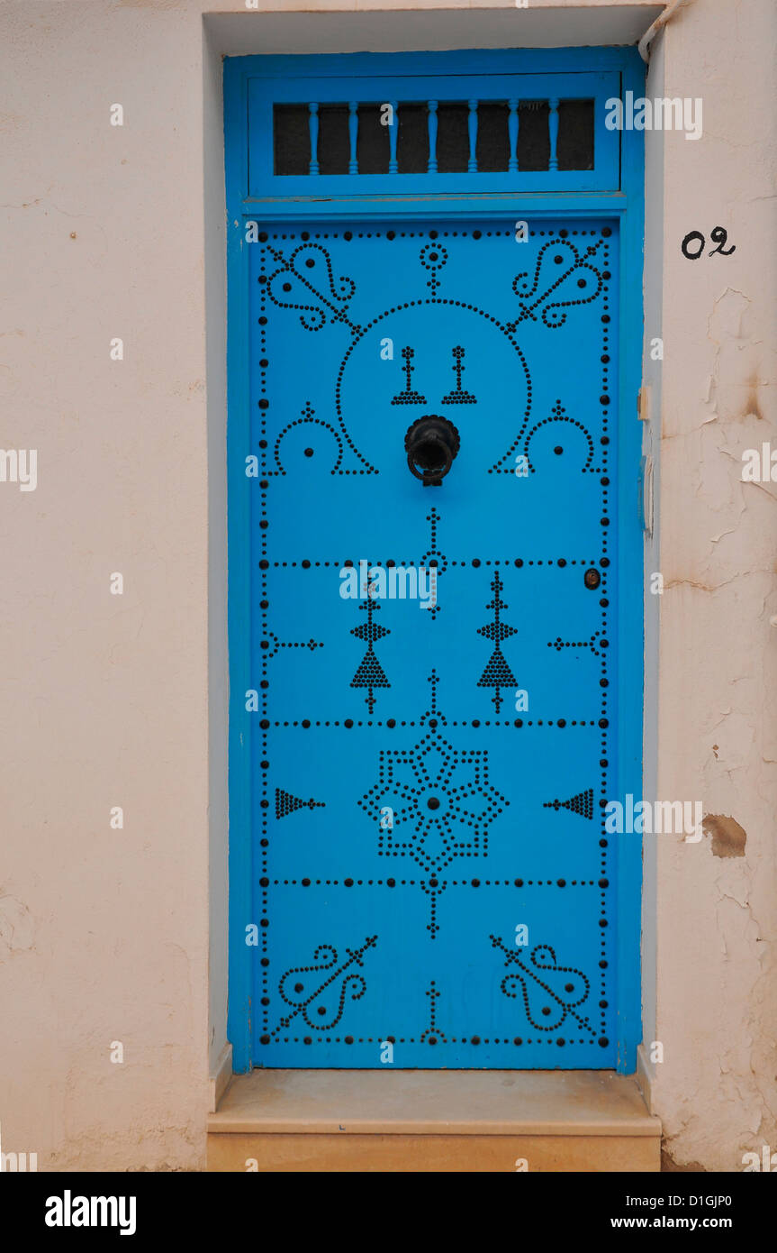 Farbige Tür in der von Sidi Bou Saïd Stockfoto