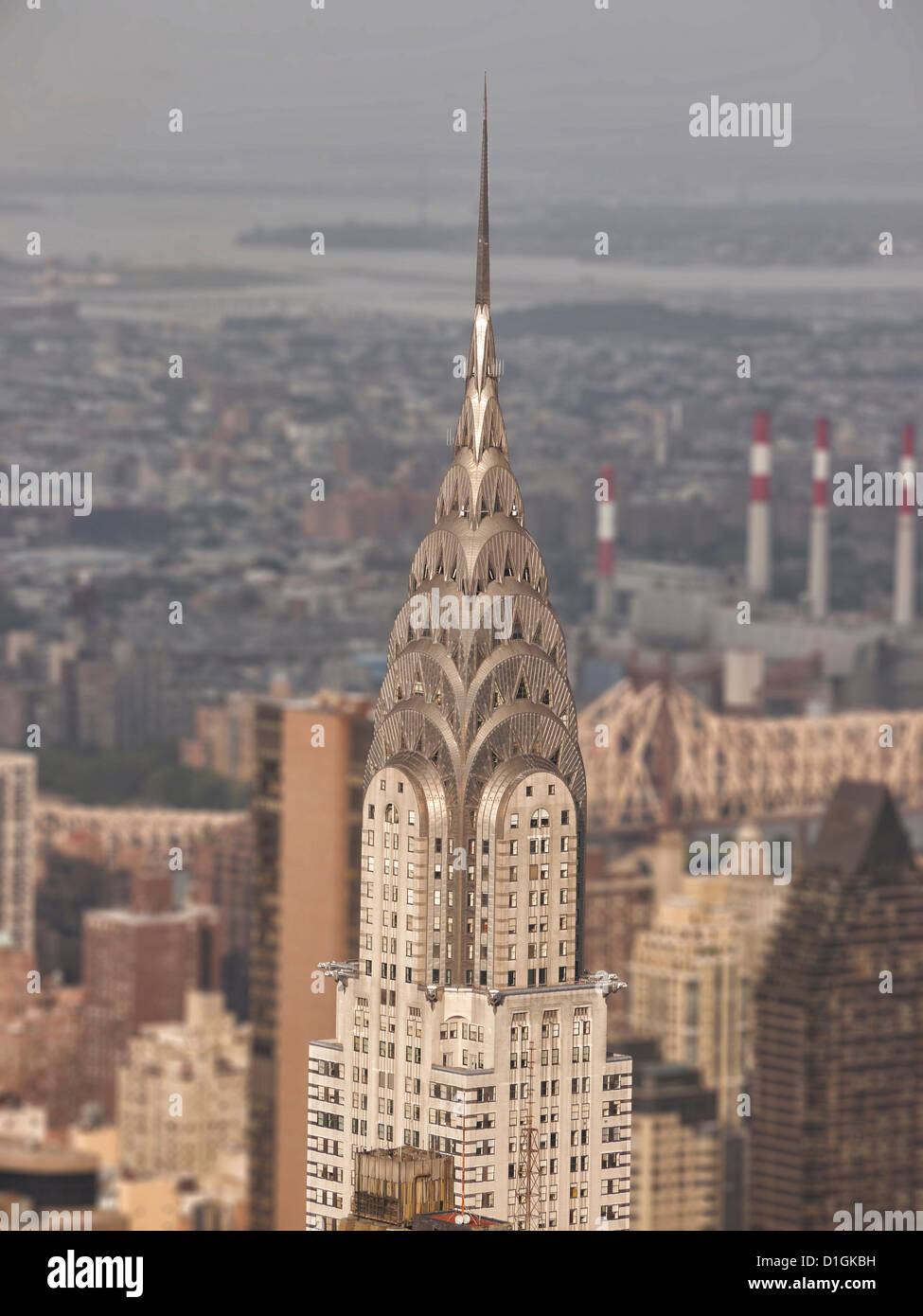 Oben auf der Art-Déco-Chrysler building in Manhattan, New York City, Vereinigte Staaten Stockfoto