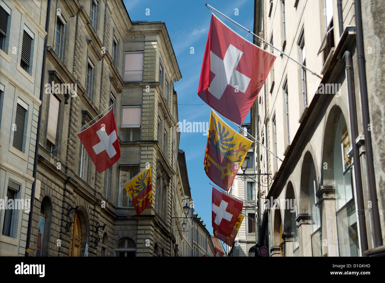 Straßenszenen in Genf alte Stadt, Genf, Schweiz, Europa Stockfoto