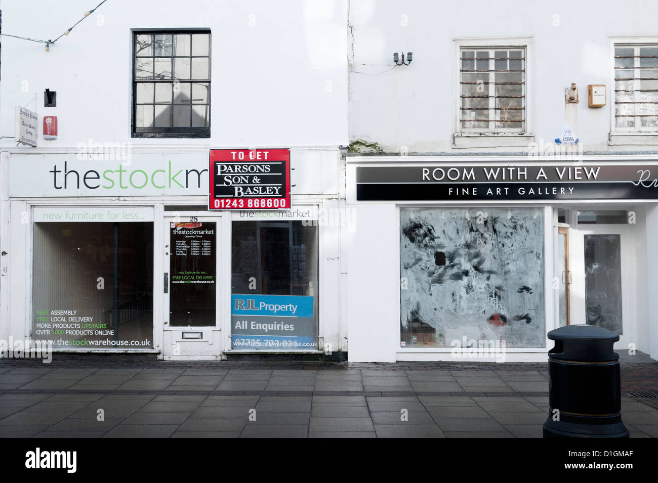 Geschlossen Shop Fronten auf der High Street in Worthing West Sussex England Großbritannien Stockfoto