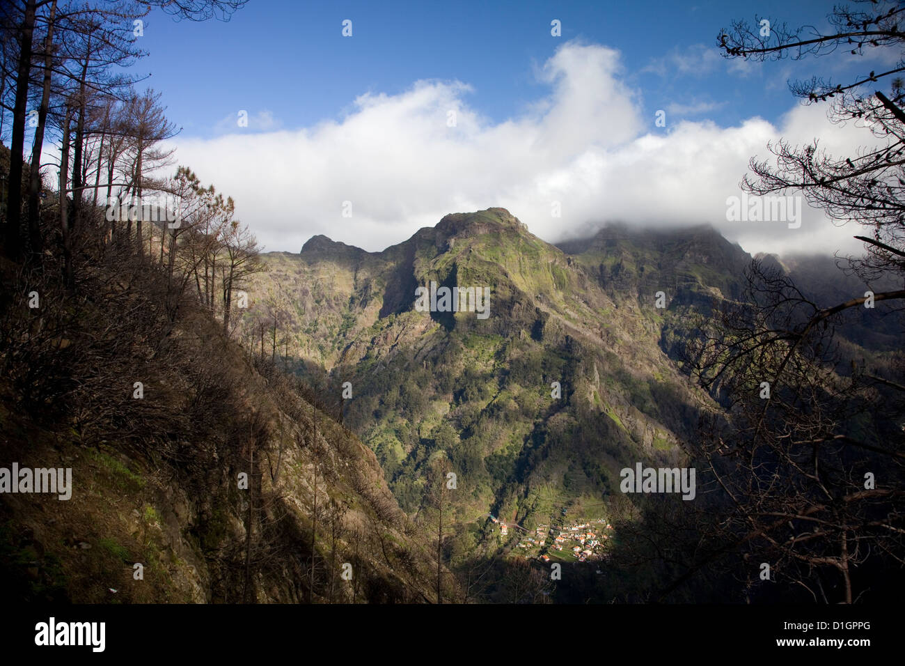 Eira Serrado, im Hinblick auf Nonnental & das Dorf Curral Das Freiras, Madeira, Portugal. Stockfoto