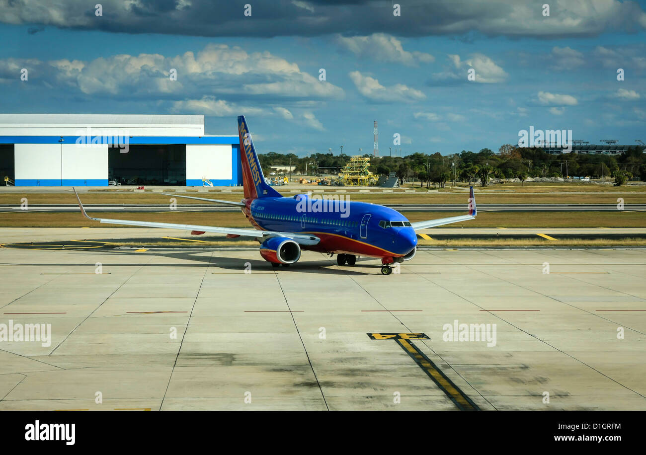 Southwest Airlines Boeing 737 auf der Rampe am Flughafen Houston Texas Stockfoto