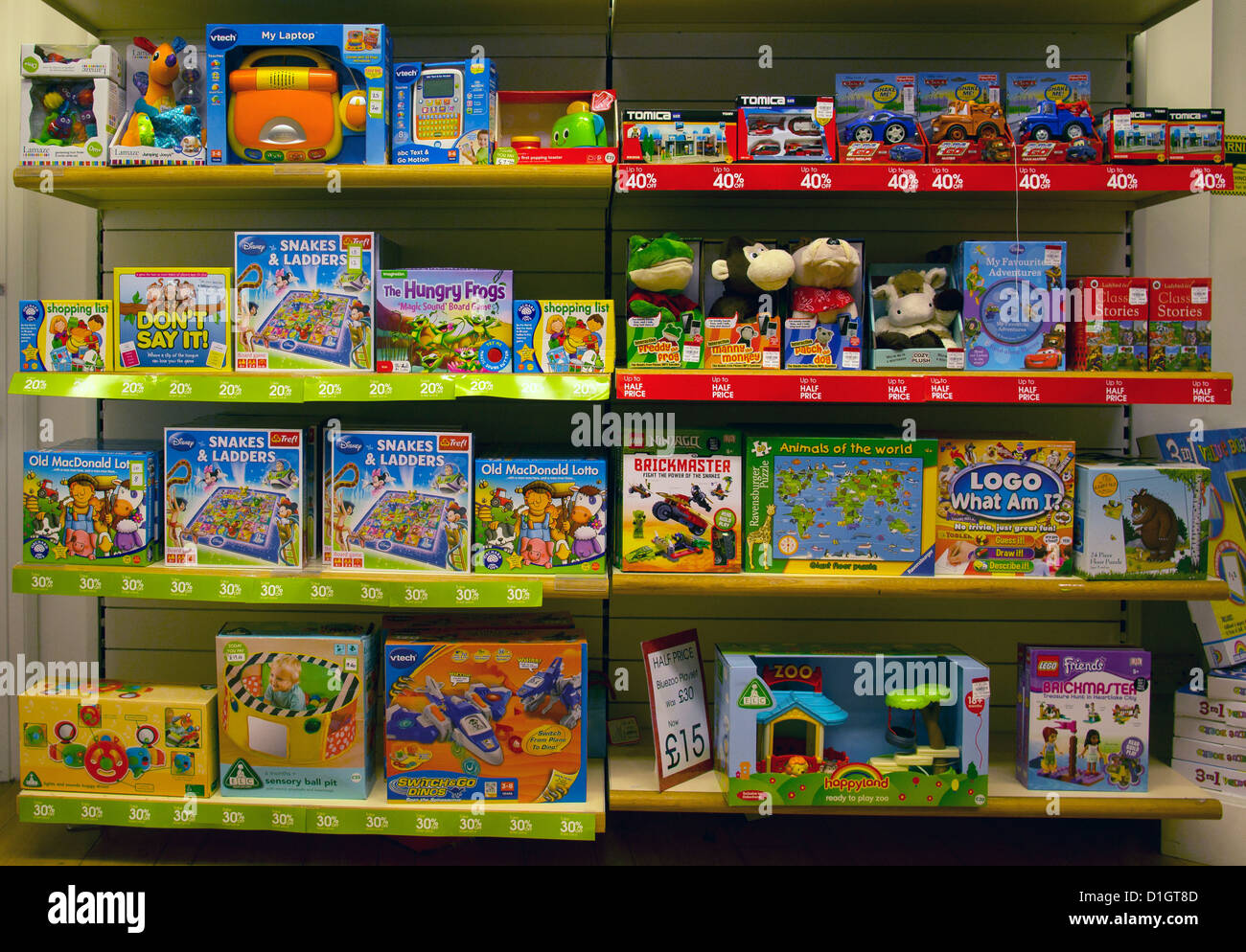 Spielzeug und Spiele Shop Display Kinder Spielzeug Spiele Stockfoto