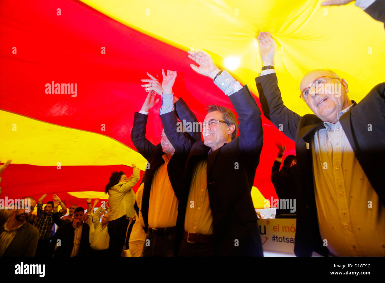 Mataro, Spanien, Rallye Politiker Artur Mas bei einer Aktion die Partei CIU Stockfoto
