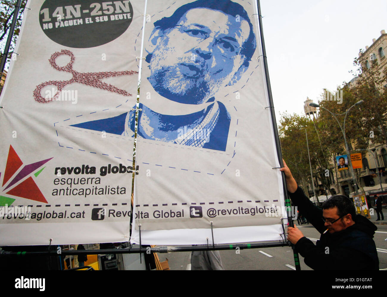 Barcelona,   Spain, ein Generalstreik in Spanien Stockfoto