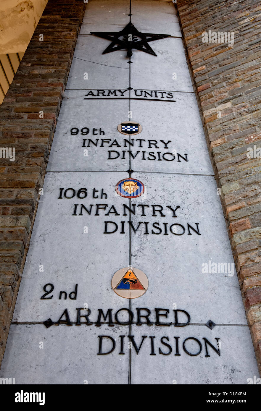 American Memorial auf dem Hügel Mardasson erinnert an die Schlacht der Ausbuchtung, Bastogne, Ardennen, Belgien, Europa Stockfoto