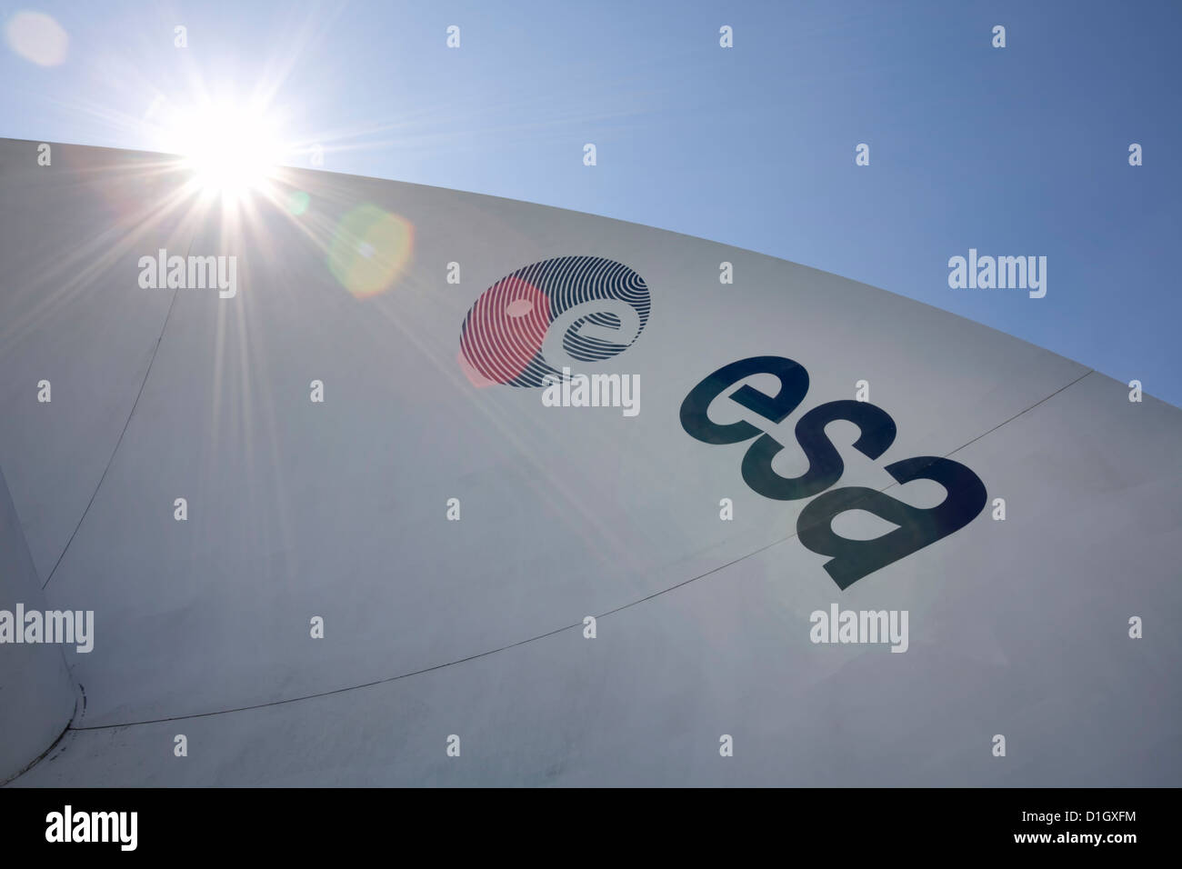Parabolantenne der Europäischen Kommunikationssatelliten, ECS, für Kommunikations-Satelliten von Eutelsat, 1980er Jahren betrieben Stockfoto