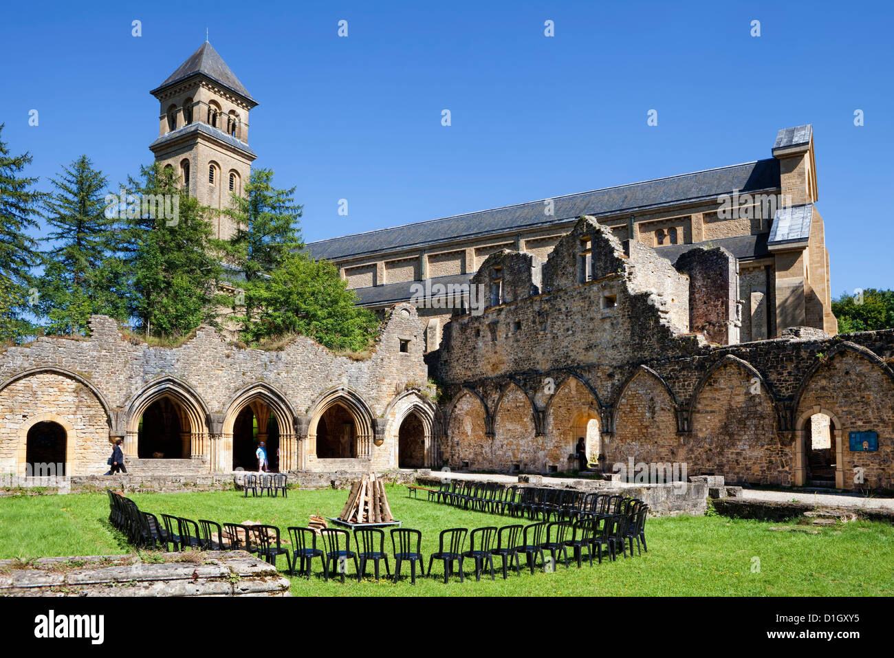 Ruinen der Zisterzienserabtei Orval, Abbaye Notre-Dame wird, Wallonien, Villers-Devant-Orval, Florenville, Belgien, Europa Stockfoto