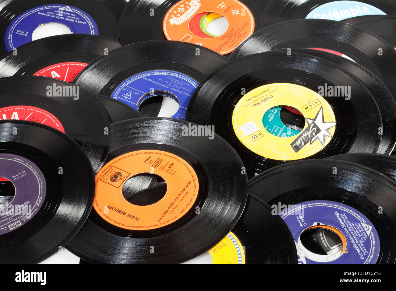 Alte Vinyl-singles Stockfoto
